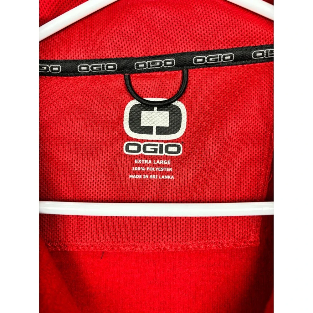 OGIO Mens Red Full Zip Performance Jacket Total Logo XL Textured Knit Mock Neck